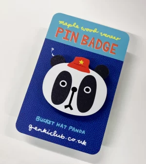 Wooden Badge - Bucket Hat Panda