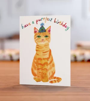 A6 Greeting Card - Purrfect Birthday Ginger Cat (C0030)