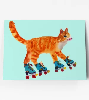 A6 Greeting Card - Roller Cat (C0153)
