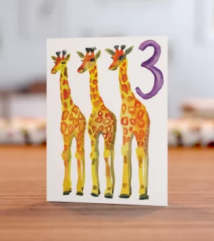 A6 Greeting Card - Three Year Giraffes (C0023)