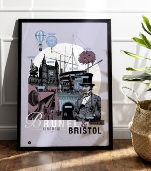 Framed A2 Limited Edition Giclee Print - "Brunel And Bristol"