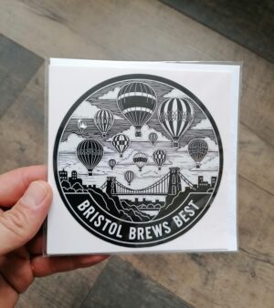 Original Greeting Card 12.5cm x 12.5cm - Bristol Brews Best (Clifton Suspension Bridge And Many Balloons)