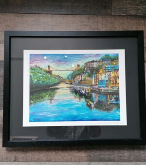 Framed Giclée Print – Clifton Suspension Bridge At Twilight (w/Black Frame 43cm x 53.5cm)