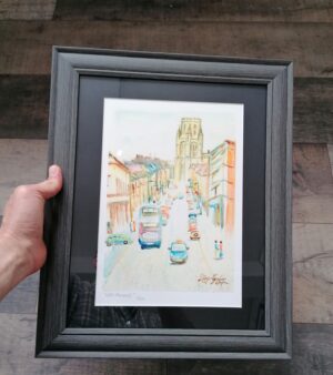 Framed Limited Edition Giclée Print – Wills Memorial (w/Dark Grey Wood Effect Frame 34.5cm x 42cm)