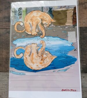 A3 Digital Print - Cat Puddle