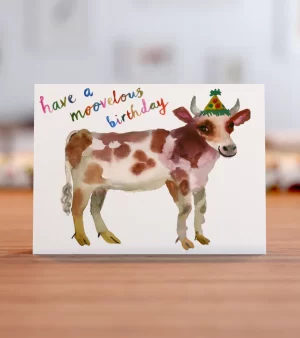A6 Greeting Card - "Have A Moovelous Birthday" Cow Design (C0159)