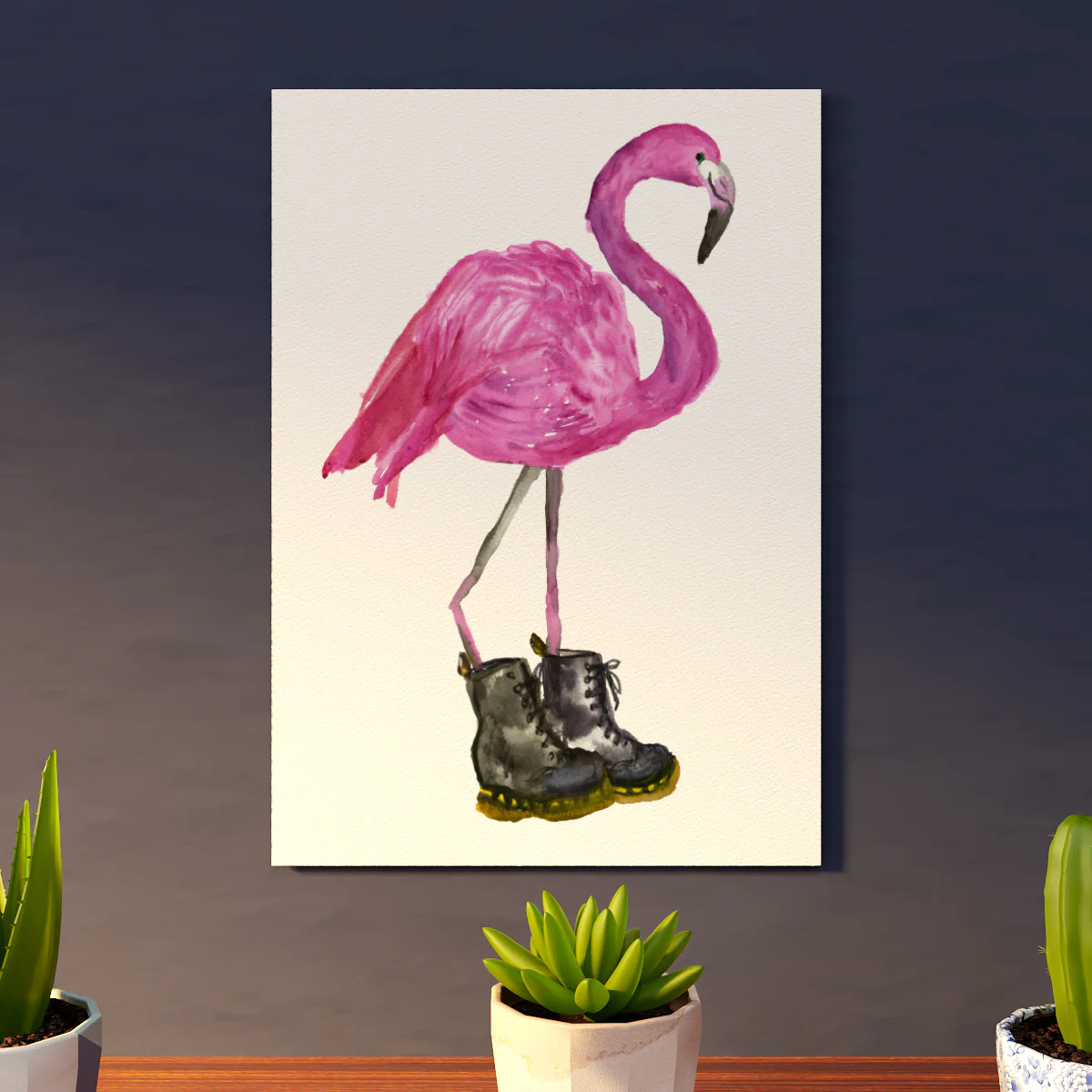 A4 Giclee Print - Flamingo in Black Boots 2