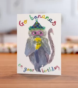 A6 Greeting Card - "Go Bananas On Your Birthday" Monkey Design (C0079)