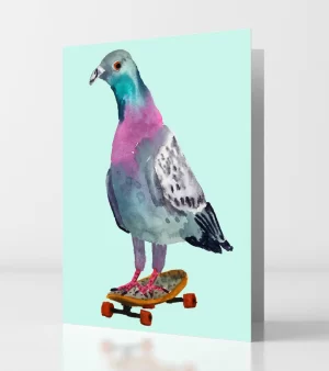 A6 Greeting Card - Skate Pigeon (C0163)