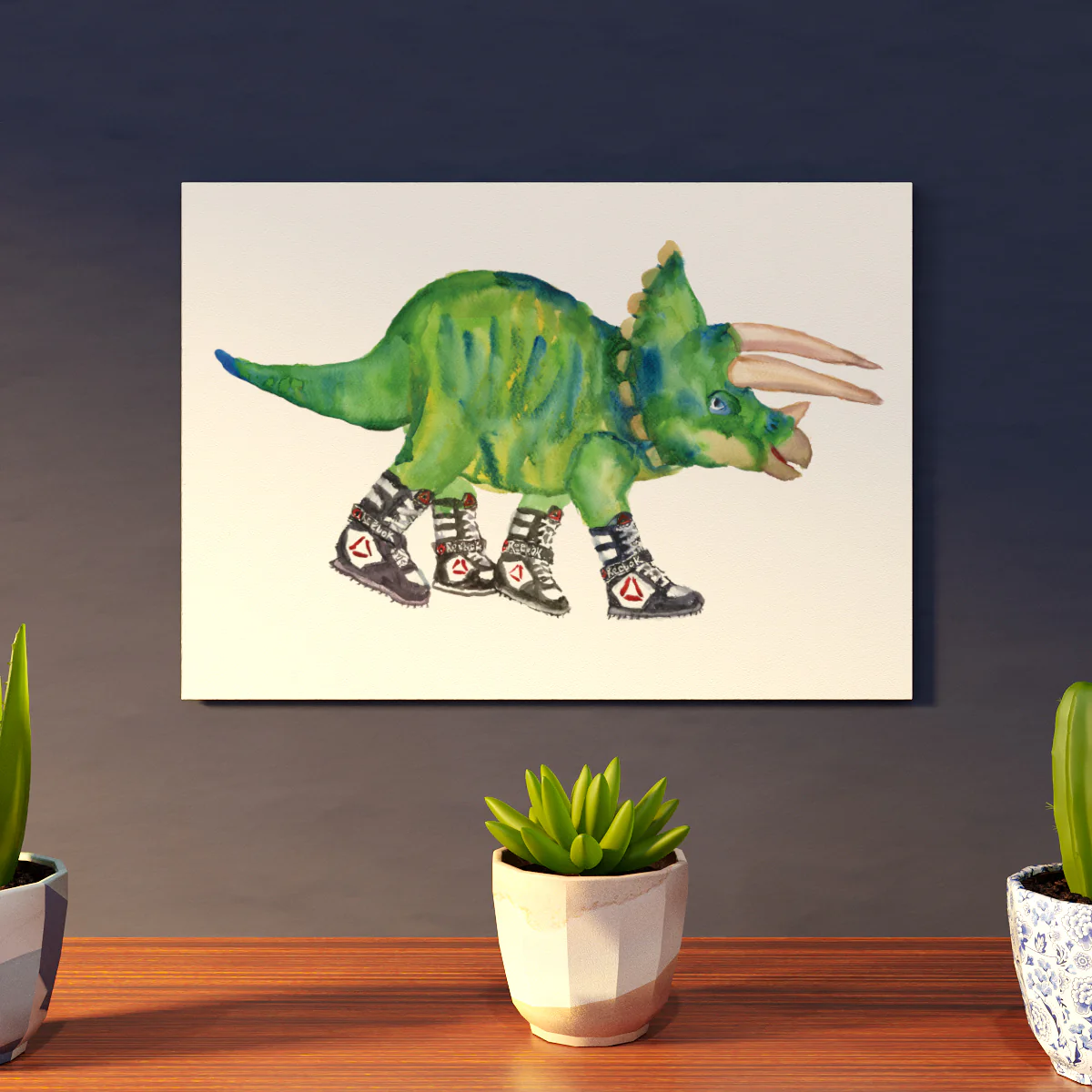 A5 Giclee Print - Triceratops in High Tops