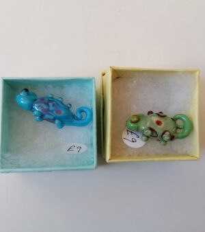 Cute And Little Lampwork Glass Animal Sculpture - Chameleon (Various Designs)
