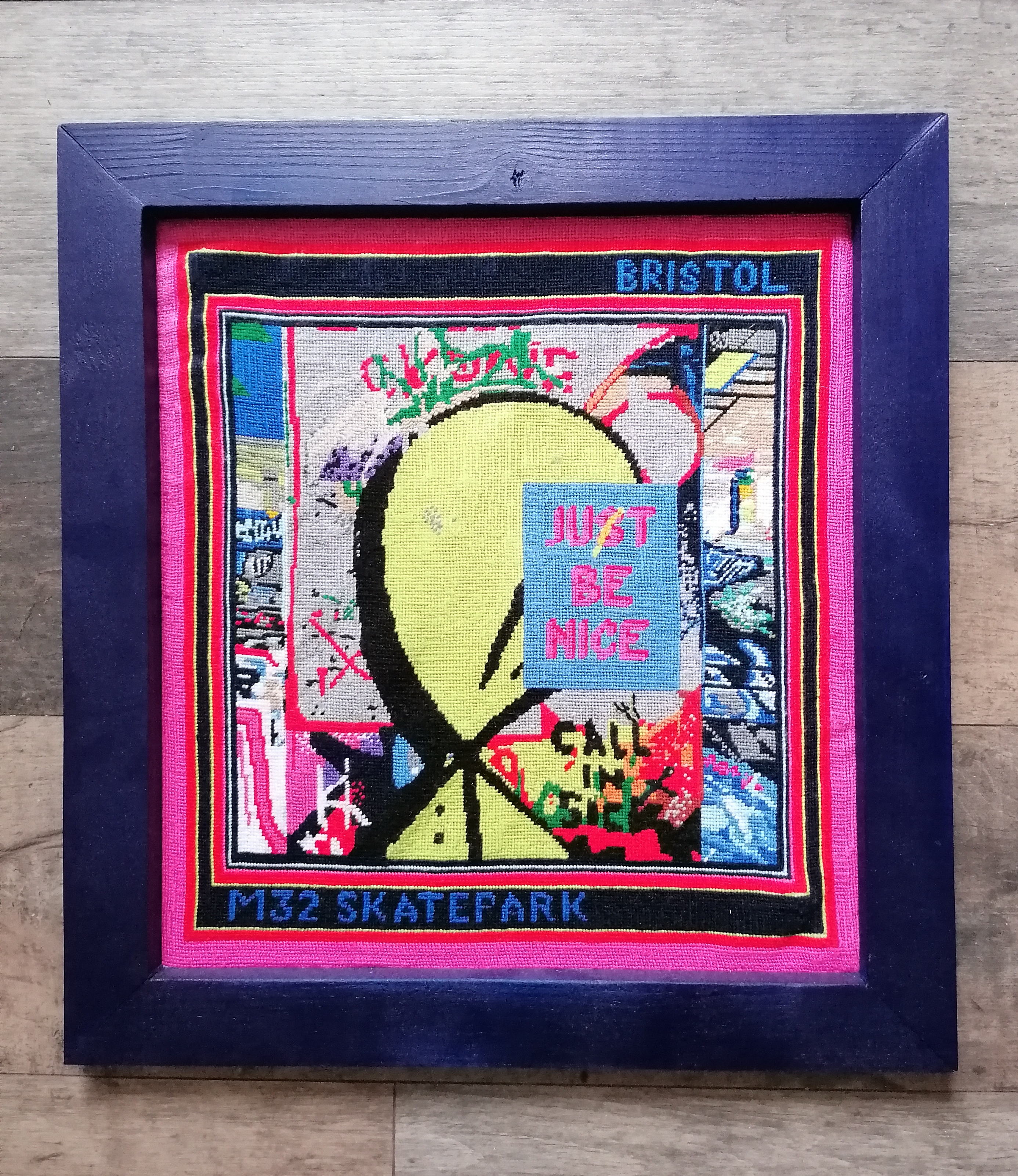 46cm x 49cm Framed Tapestry - "Just Be Nice"