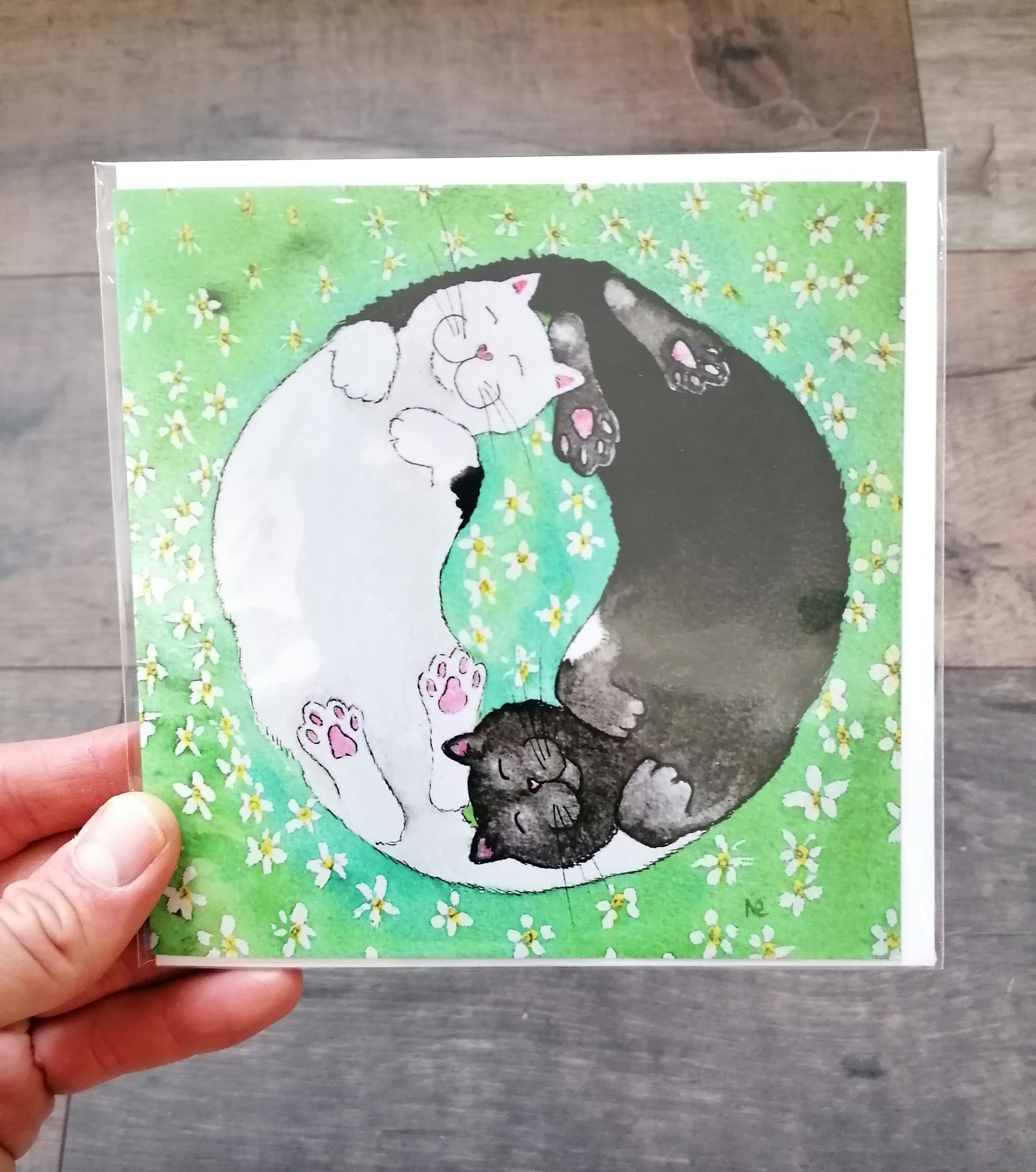 148.0mm x 148.0mm Greeting Card - Yin Yang Cats