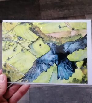 125.8mm x 175.0mm Greeting Card - Penny's Raven (Mendip Hills)