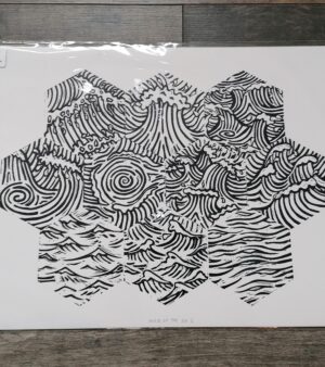 Original Limited Edition A3 Lino Print - "Moods of The Sea 1" Horizontal Orientation (Printed on Various Coloured Paper)