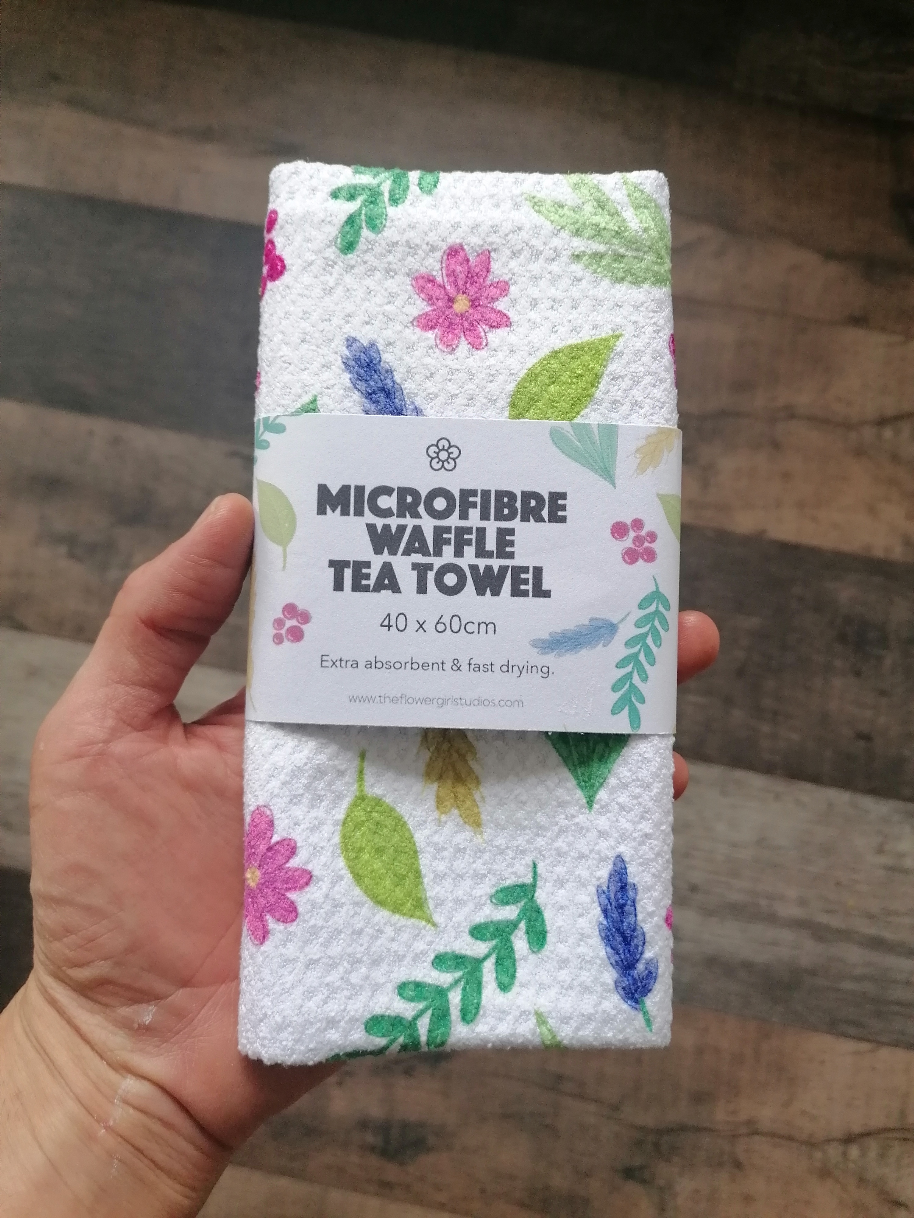 Microfibre Waffle Tea Towel - Sprig