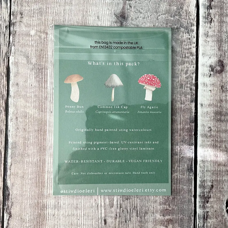 3x Water-Resistant Sticker Pack - British Mushrooms (SP-BM) - Image 2